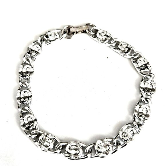 Sarah Coventry Vintage Silver Tone  Embossed 7" Chain Link Bracelet - Picture 1 of 2